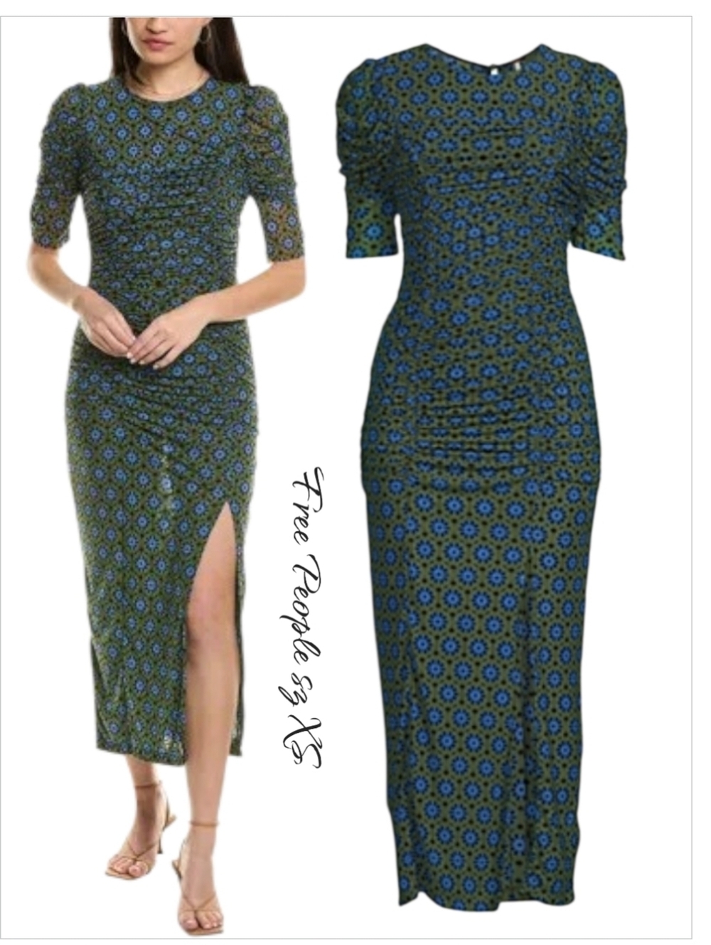 NWT Free People Summer Ruched Bodycon Midi Dress sz S